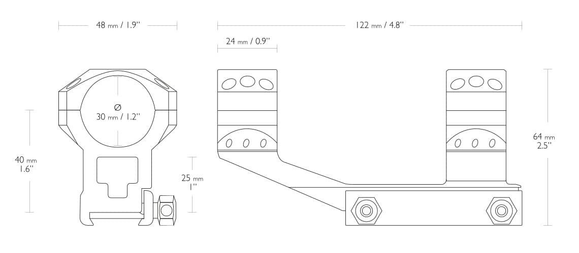 Tactical AR Cantilever Mount 30mm 1 Pièces Weaver Haut – Image 2