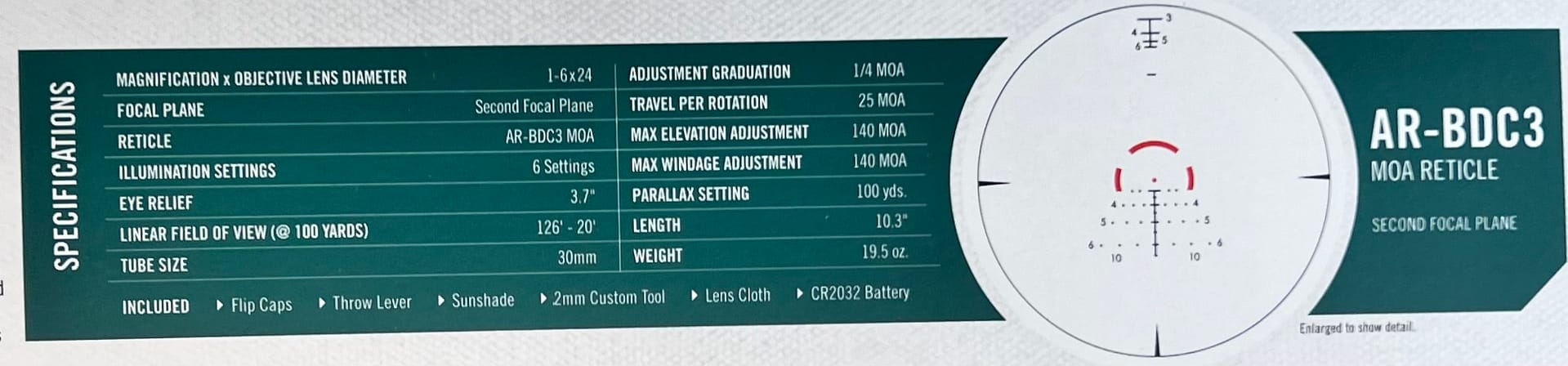 Lunette VORTEX Venom SFP Riflescope 1-6x24